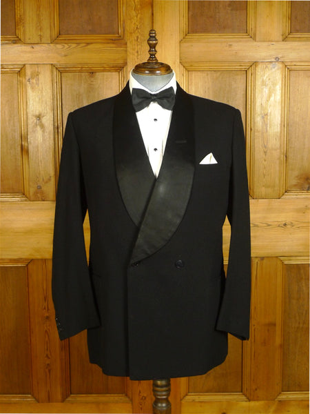 25/0514 distinctive 1940s 1950s vintage black barathea / silk shawl 1/1 d/b dinner jacket 43 long