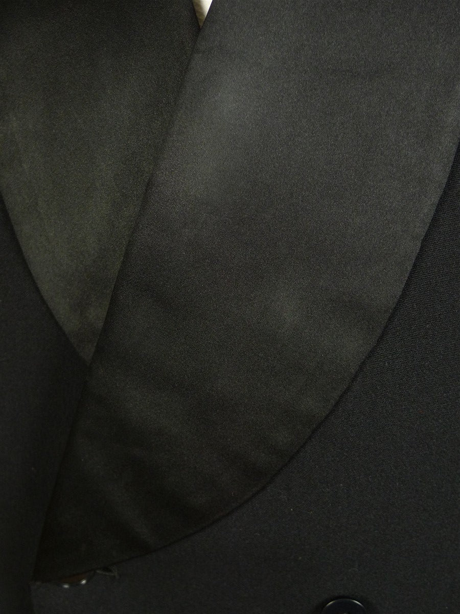 25/0514 distinctive 1940s 1950s vintage black barathea / silk shawl 1/1 d/b dinner jacket 43 long