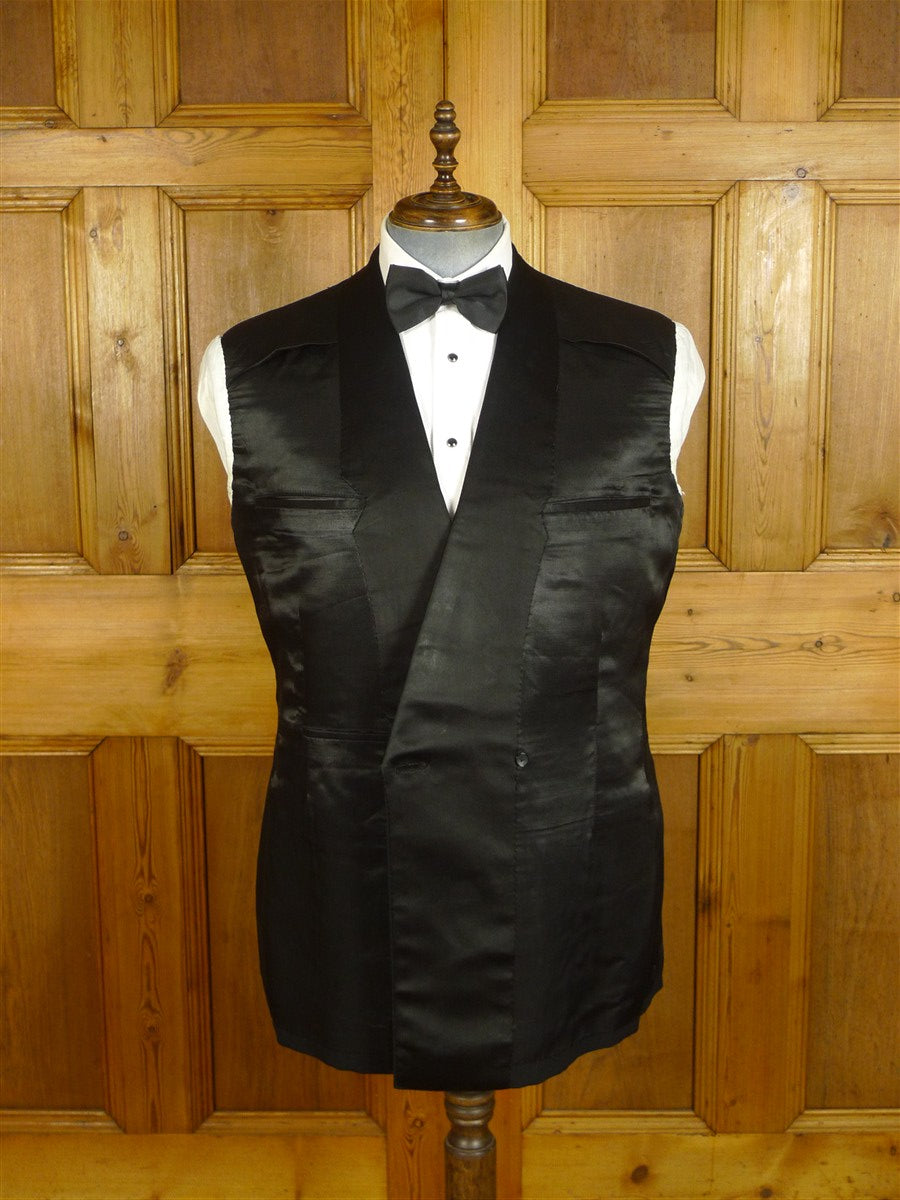 25/0514 distinctive 1940s 1950s vintage black barathea / silk shawl 1/1 d/b dinner jacket 43 long