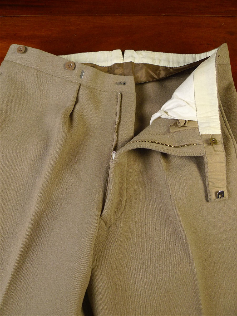 25/0502 immaculate vintage bespoke heavyweight fawn cavalry twill high-rise country trouser 38