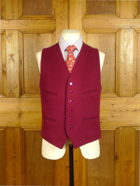 25/0516 vintage british burgundy red doeskin wool country waistcoat 38