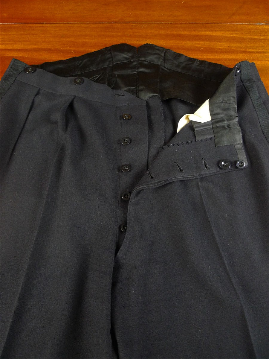 25/0498 vintage 1958 anderson & sheppard savile row bespoke midnight blue high-rise evening trouser 38