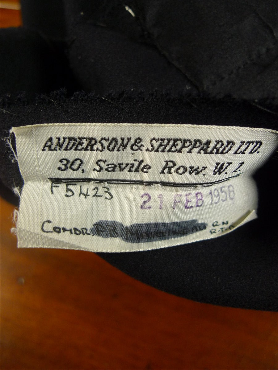 25/0498 vintage 1958 anderson & sheppard savile row bespoke midnight blue high-rise evening trouser 38