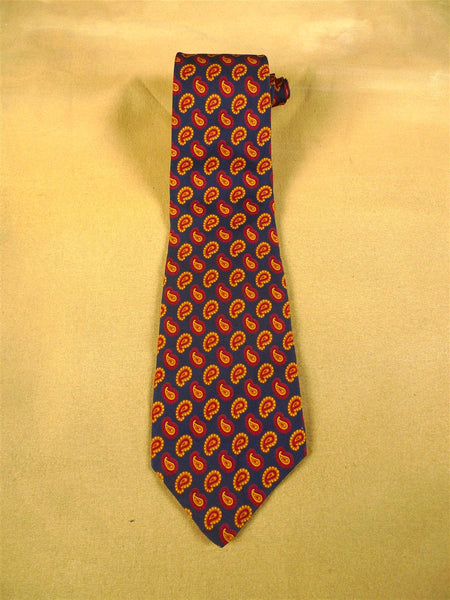 25/0497 gieves & hawkes savile row navy / red & gold paisley pattern silk tie