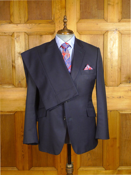 25/0971 custom tailored canvassed navy blue wool suit 42 regular