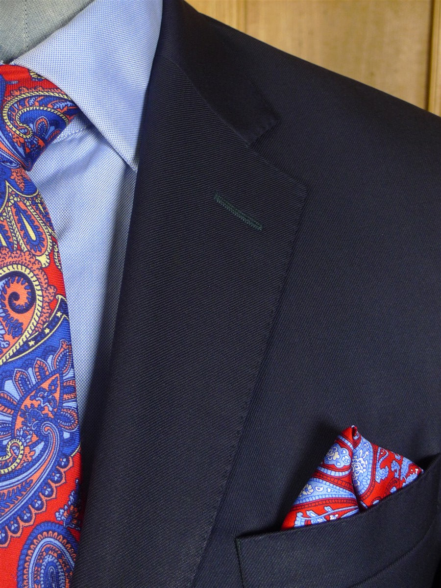 25/0971 custom tailored canvassed navy blue wool suit 42 regular