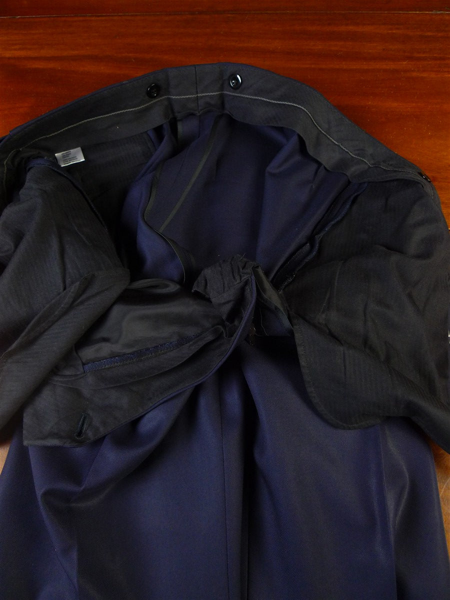 25/0971 custom tailored canvassed navy blue wool suit 42 regular