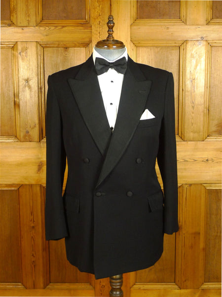 25/0551 vintage city of london bespoke black barathea wool d/b dinner jacket 42 long