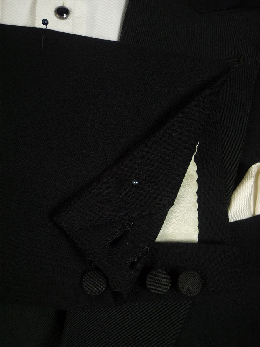 25/0551 vintage city of london bespoke black barathea wool d/b dinner jacket 42 long