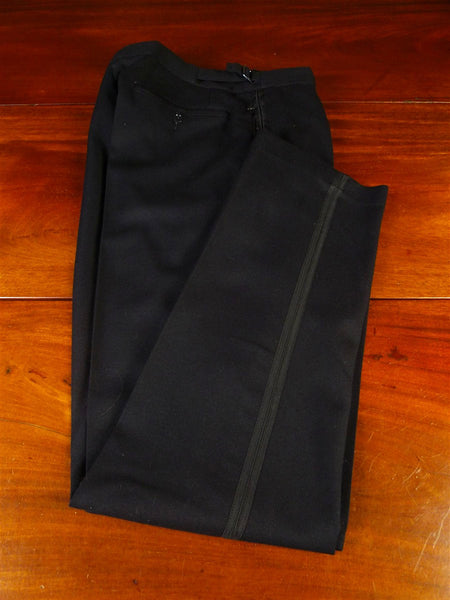 25/0539 immaculate vintage eton / savile row bespoke black barathea wool evening trouser 30