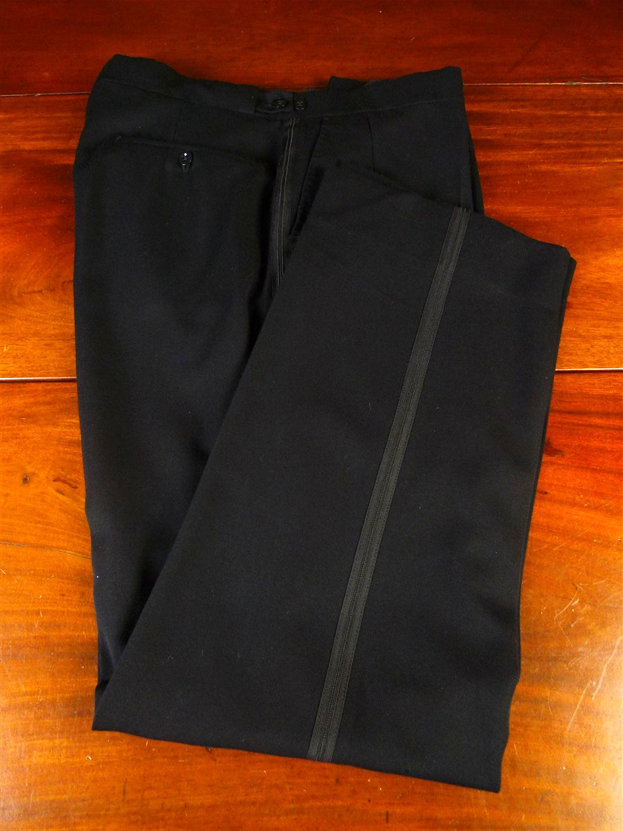 25/0542 vintage black barathea wool evening trouser 36