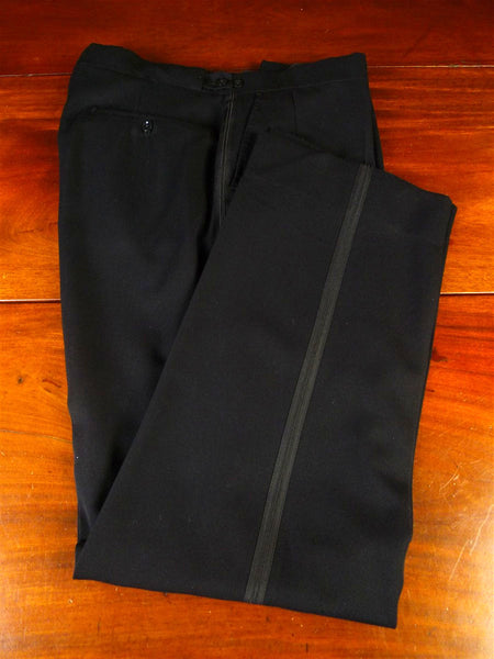 25/0542 vintage black barathea wool evening trouser 36