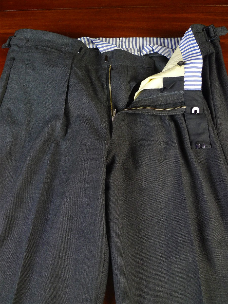 25/0547 immaculate 2013 savile row bespoke tailored grey pick weave worsted high-rise morning trouser 39