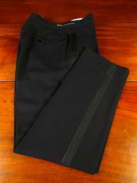 25/0541 vintage 1950s 1960s black barathea wool high-rise evening trouser 30