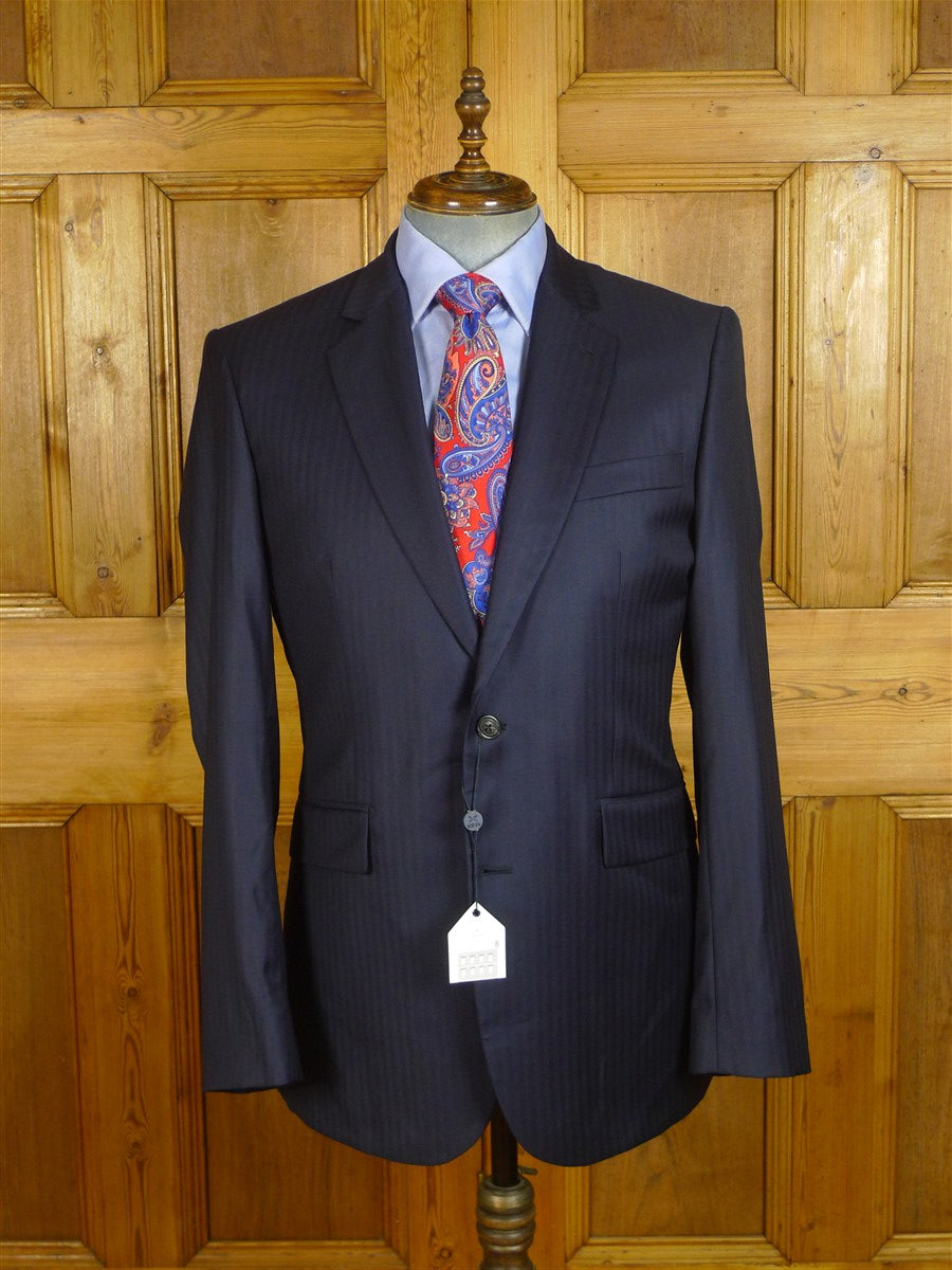 25/0970 new (SECONDS) hackett 14 savile row super 150s merino wool navy blue herringbone suit 42 long