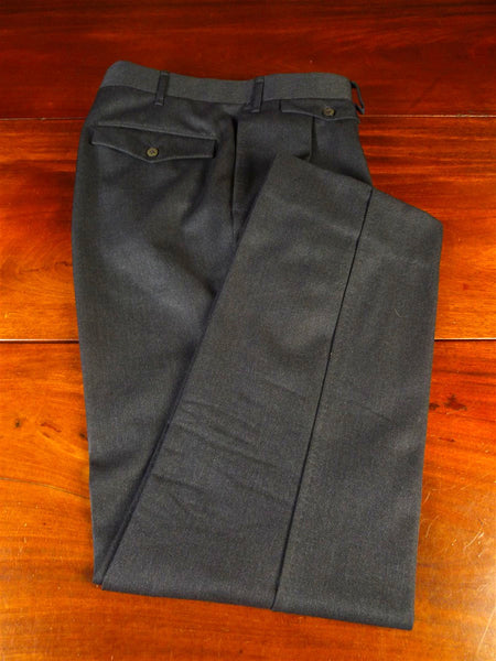 25/0607 vintage huntsman savile row bespoke grey cavalry twill high-rise trouser 33