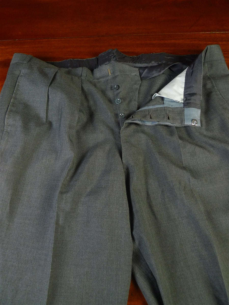 25/0662 vintage 1995 savile row bespoke grey worsted & mohair high-rise trouser 39-44