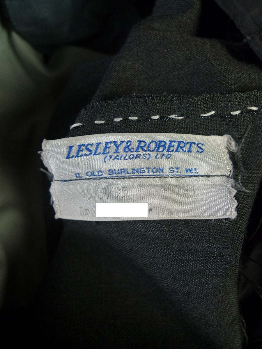 25/0662 vintage 1995 savile row bespoke grey worsted & mohair high-rise trouser 39-44
