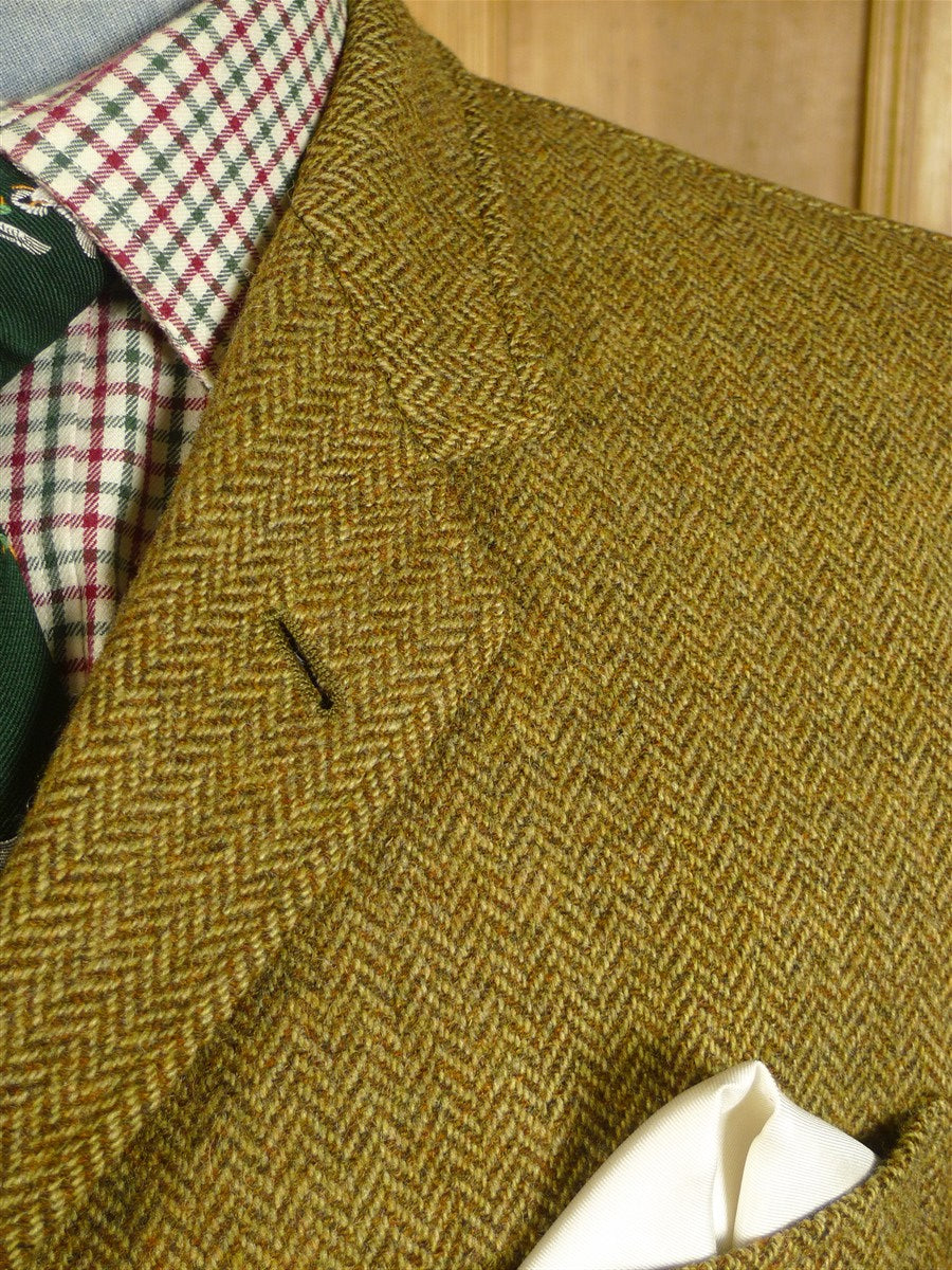 25/0620 heavyweight 1960s vintage daks simpson brown herringbone tweed gamekeeper style jacket w/ ghillie collar 44 short