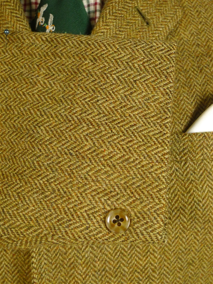 25/0620 heavyweight 1960s vintage daks simpson brown herringbone tweed gamekeeper style jacket w/ ghillie collar 44 short