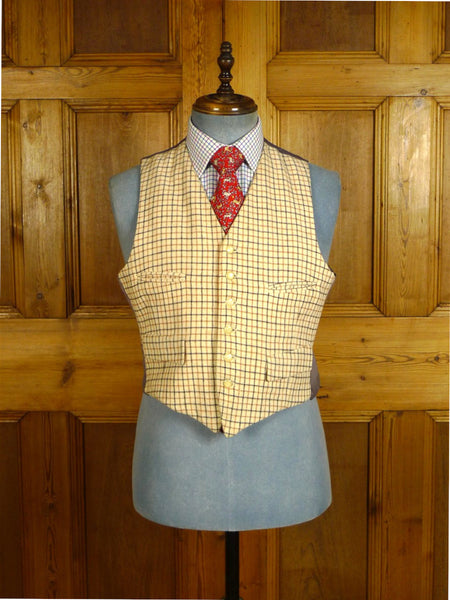 25/0614 vintage tattersall check doeskin wool country waistcoat 40 short