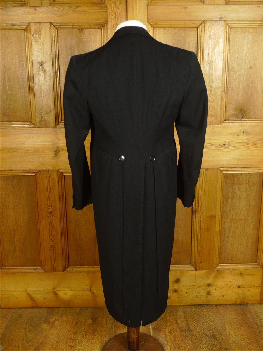 25/0625 vintage 1935 city of london bespoke black barathea evening tailcoat 37-38 regular to long