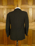 25/0647 wonderful vintage black / gold motif wool smoking jacket 42 short