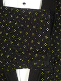 25/0647 wonderful vintage black / gold motif wool smoking jacket 42 short