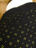 25/0647 wonderful vintage black / gold motif wool smoking jacket 42 short