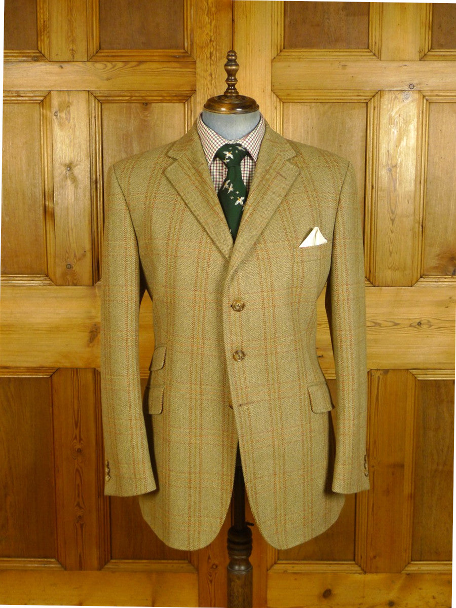 25/0639 immaculate bladen original 100% lambswool green wp check tweed sports jacket 46 long