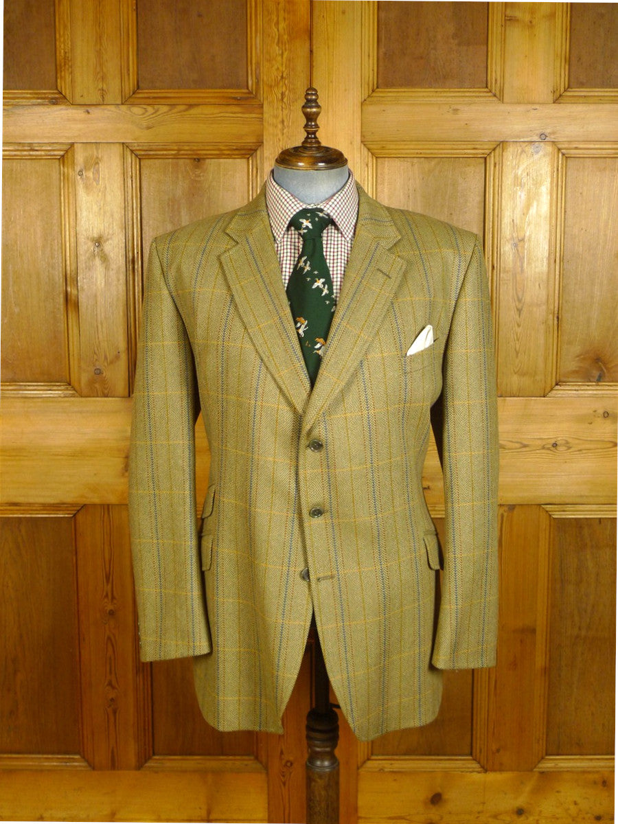 25/0640 immaculate bladen green wp check tweed sports jacket 48 long
