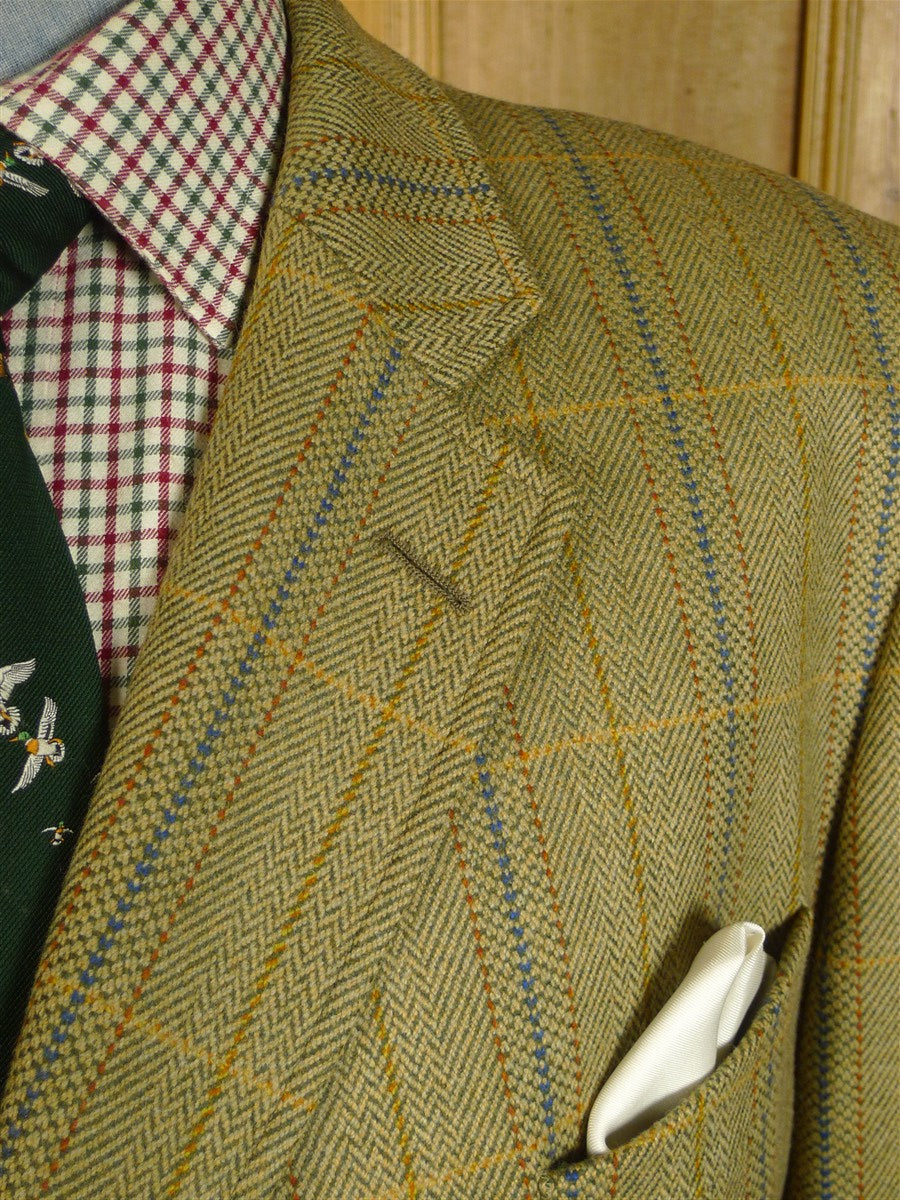 25/0640 immaculate bladen green wp check tweed sports jacket 48 long
