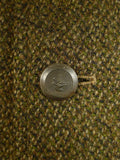 25/0655 immaculate vintage invertere green tweed raglan coat overcoat w/ alpaca pile lining 42-44