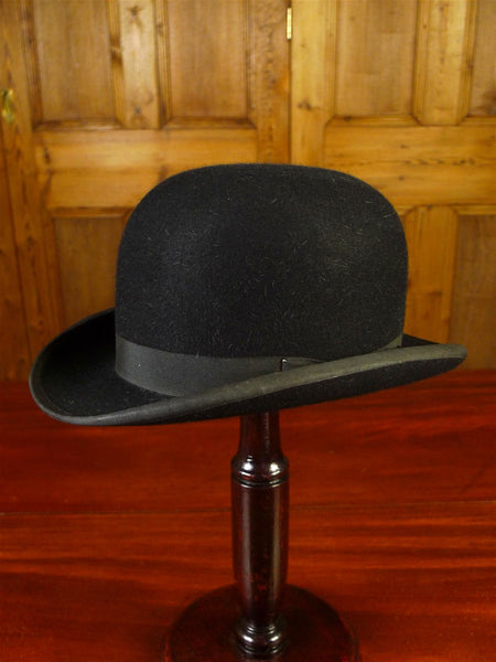 25/0633 vintage lock & co. hard coke black fur felt bowler hat 56cms