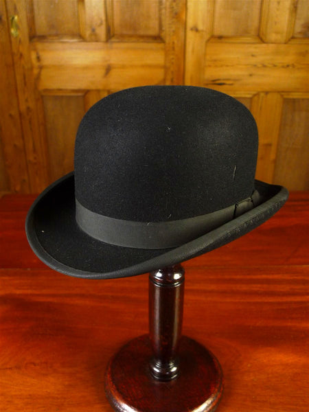 25/0632 vintage lock & co. hard coke black fur felt bowler hat 56cms