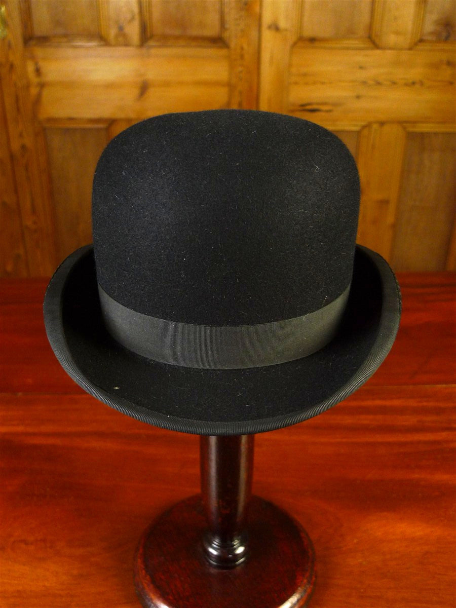 25/0632 vintage lock & co. hard coke black fur felt bowler hat 56cms