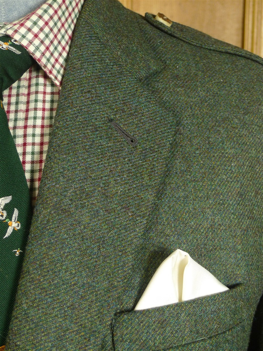 25/0665 immaculate 1989 vintage stewart christie edinburgh bespoke green tweed kilt jacket 44 short to regular
