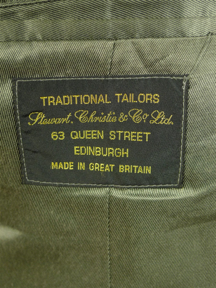 25/0665 immaculate 1989 vintage stewart christie edinburgh bespoke green tweed kilt jacket 44 short to regular