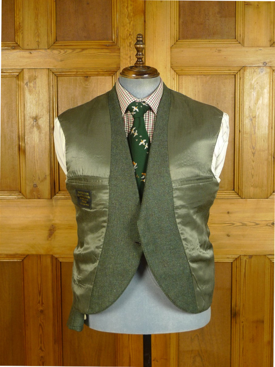 25/0665 immaculate 1989 vintage stewart christie edinburgh bespoke green tweed kilt jacket 44 short to regular