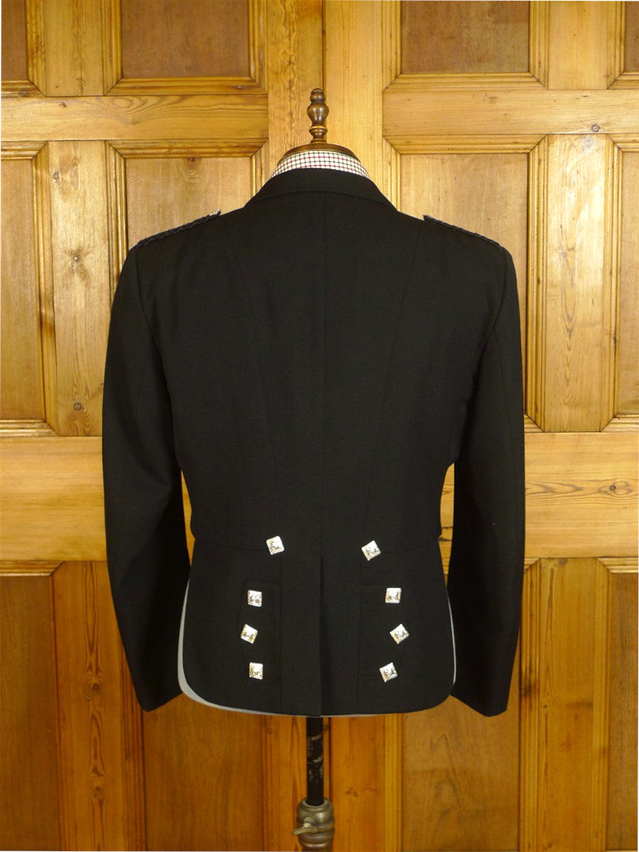 25/0666 vintage black barathea wool prince charlie kilt jacket 44 regular