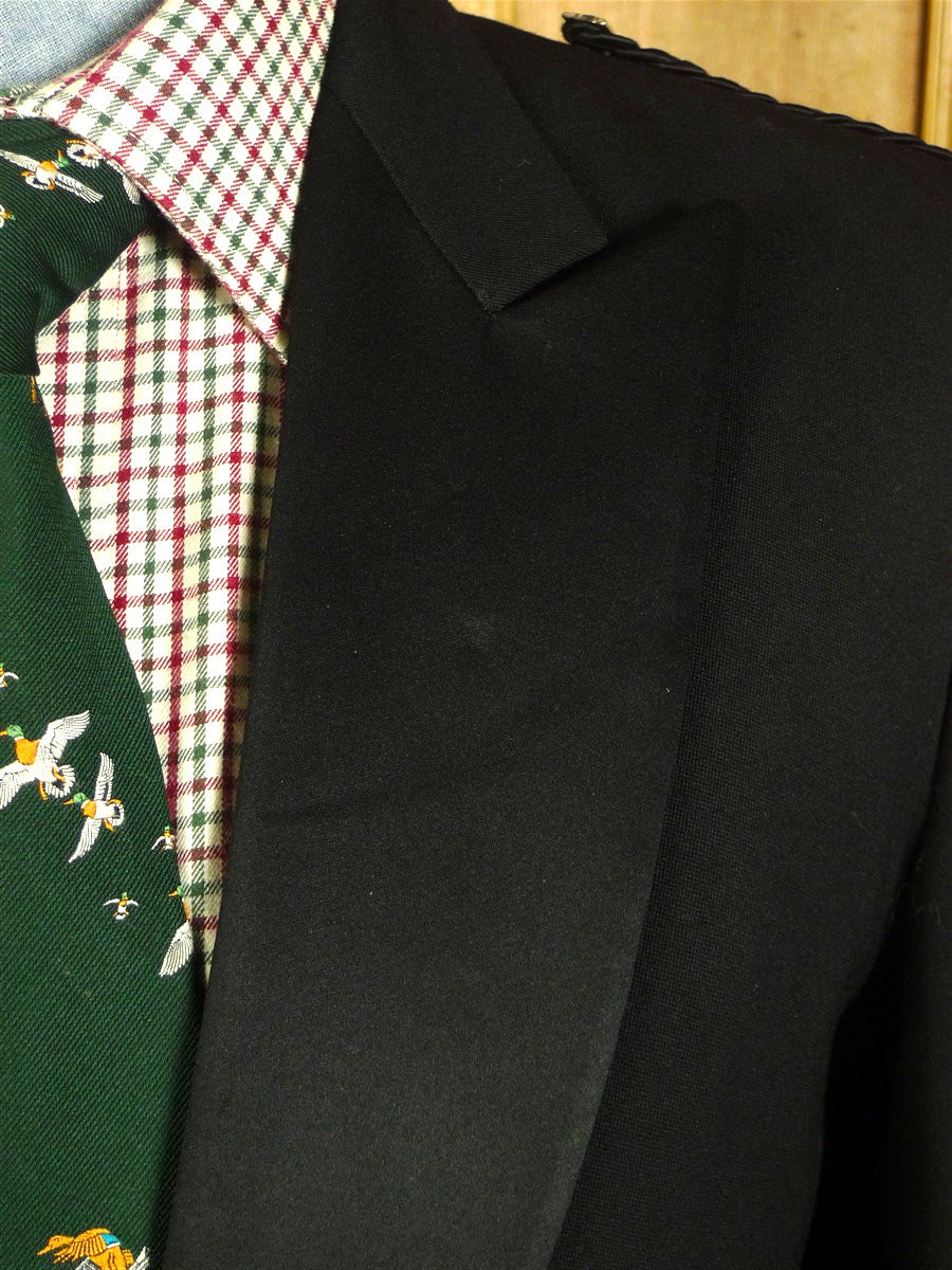 25/0666 vintage black barathea wool prince charlie kilt jacket 44 regular