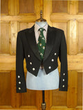 25/0666 vintage black barathea wool prince charlie kilt jacket 44 regular