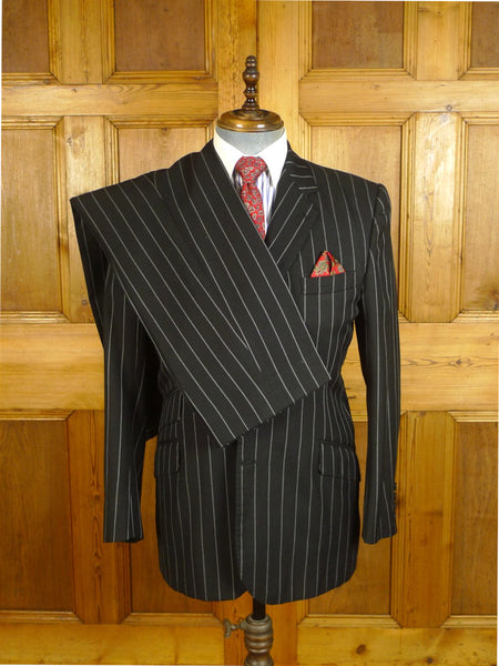 25/0673 chris ruocco kentish town bespoke canvassed black rope-stripe suit 40 short to regular
