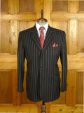 25/0673 chris ruocco kentish town bespoke canvassed black rope-stripe suit 40 short to regular