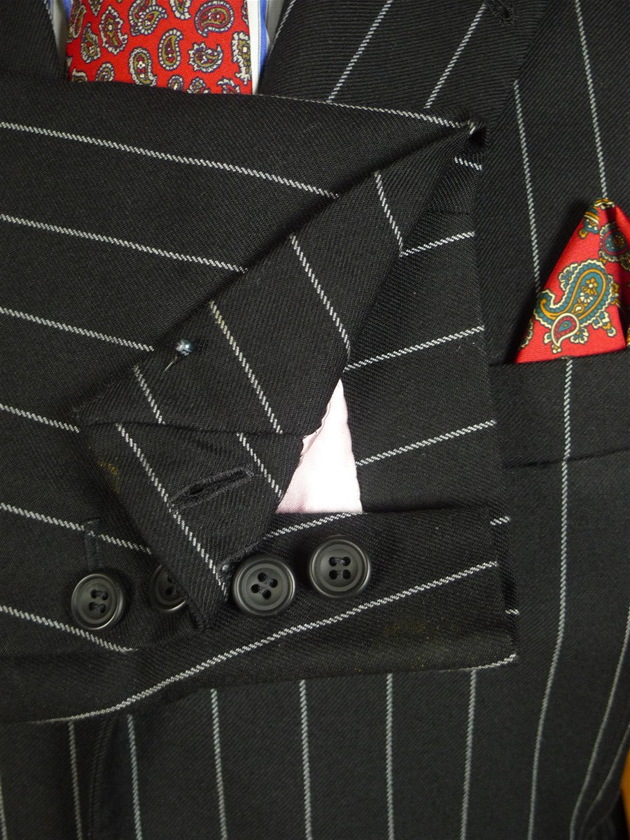 25/0673 chris ruocco kentish town bespoke canvassed black rope-stripe suit 40 short to regular