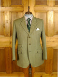 25/0689 harry hall heavyweight green keepers tweed jacket w/ ghillie collar 43 regular