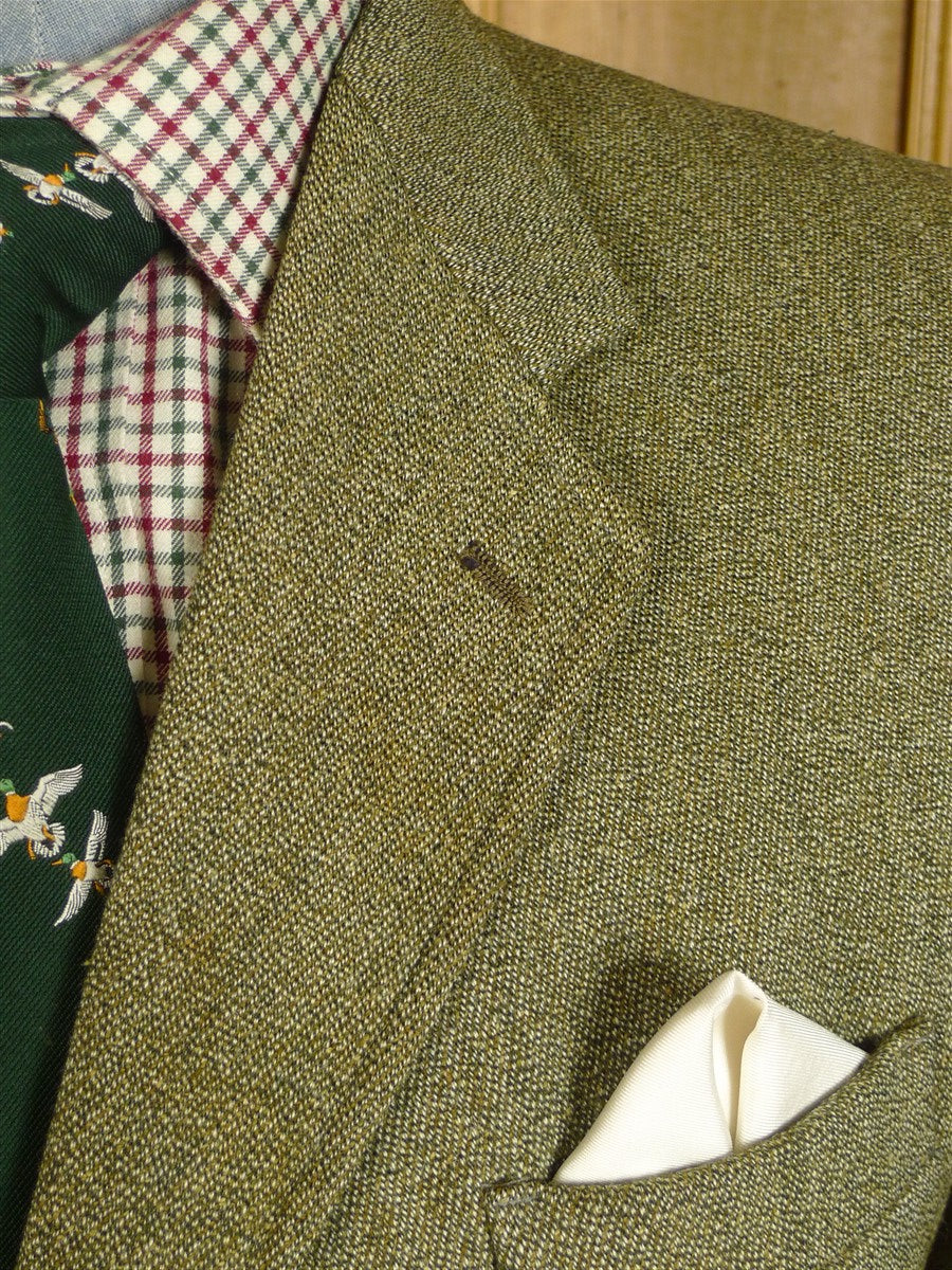 25/0689 harry hall heavyweight green keepers tweed jacket w/ ghillie collar 43 regular