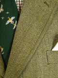 25/0689 harry hall heavyweight green keepers tweed jacket w/ ghillie collar 43 regular