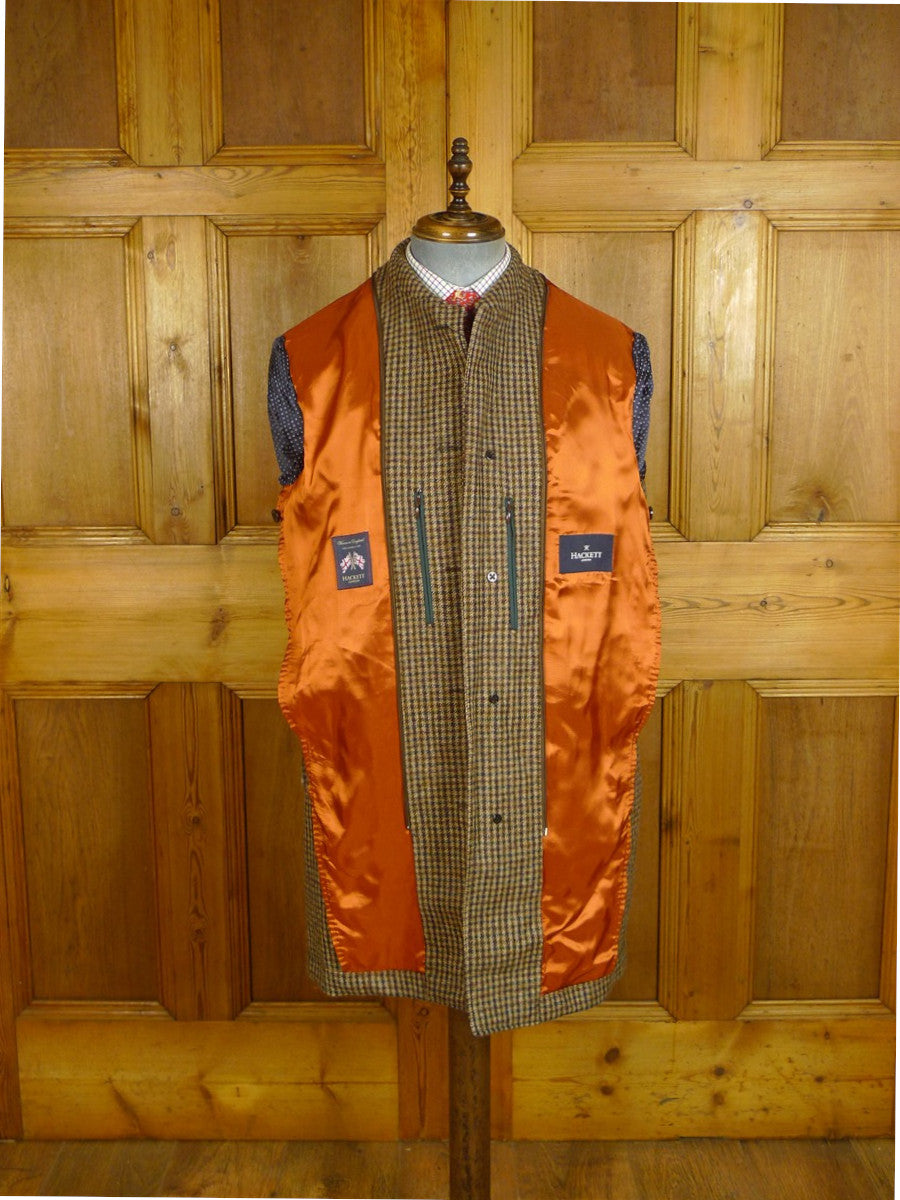 25/0706V hackett new w/tags brown gun check tweed field coat overcoat w/ detachable liner (rrp £750) various sizes - last few