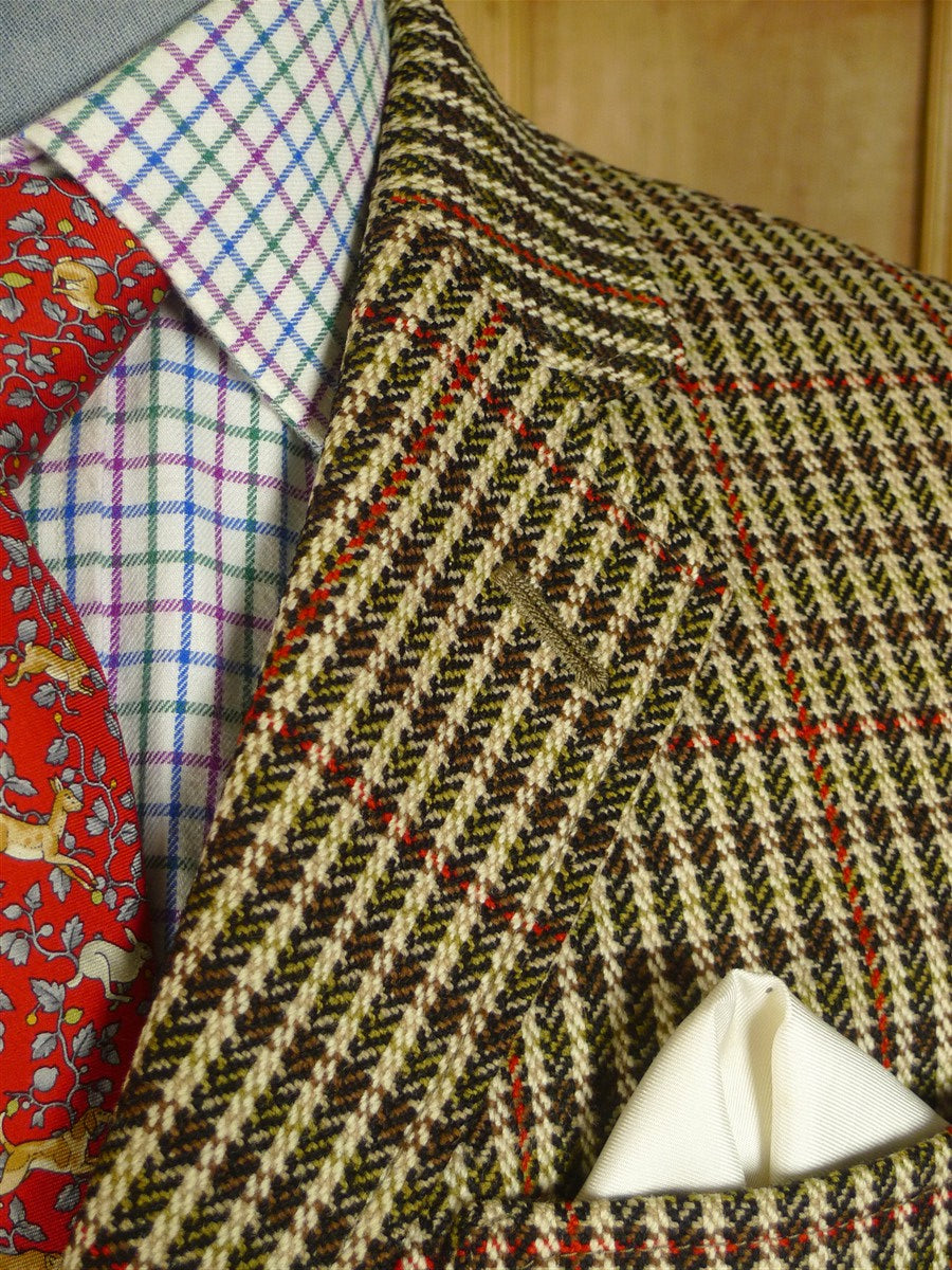 25/0687 vintage redmayne heavyweight gun check tweed jacket w/ ghillie collar 37-38 short